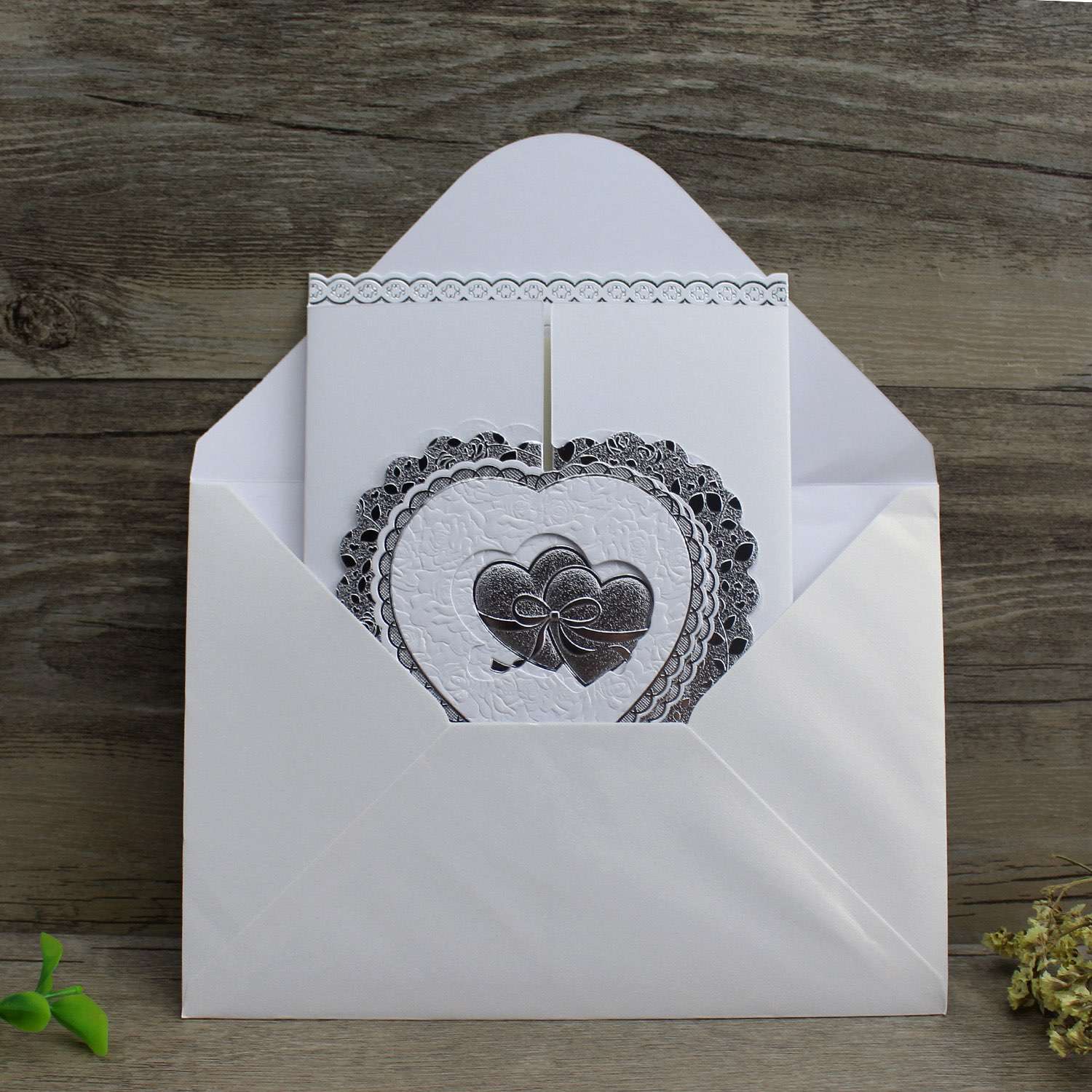 Cheap Invitation Card Gate Fold Embossing Wedding Invitation Foiling 